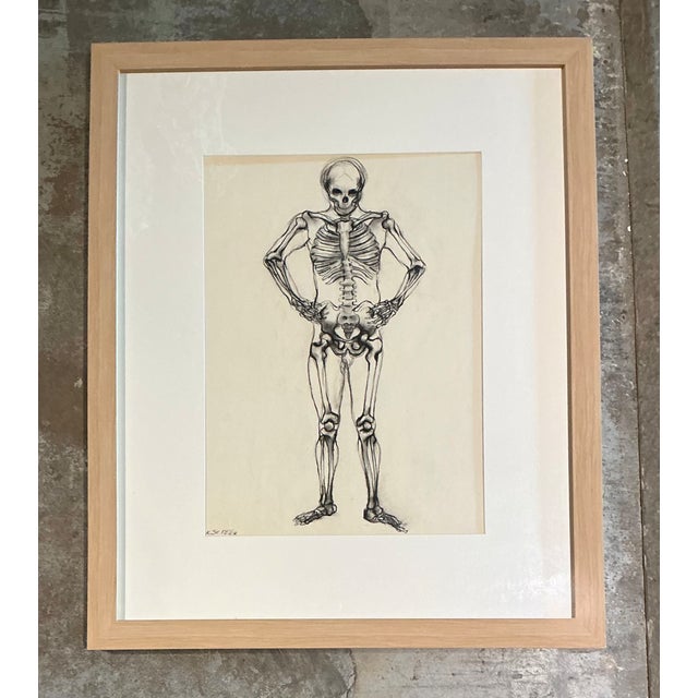 1970s Vintage Framed Skeleton Study on Paper For Sale - Image 5 of 12
