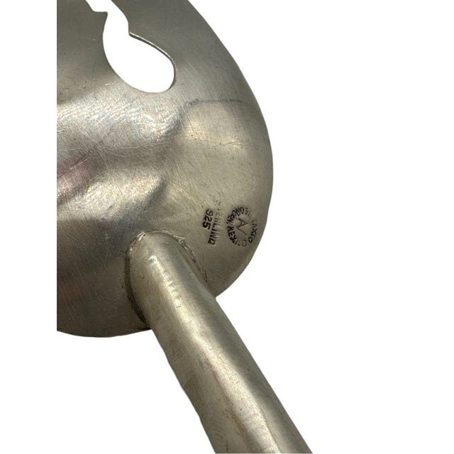 Silver Mid Centruy Artist Signed Sterling Silver Made in Mexico Serving Fork With RoseWood Handle For Sale - Image 8 of 8