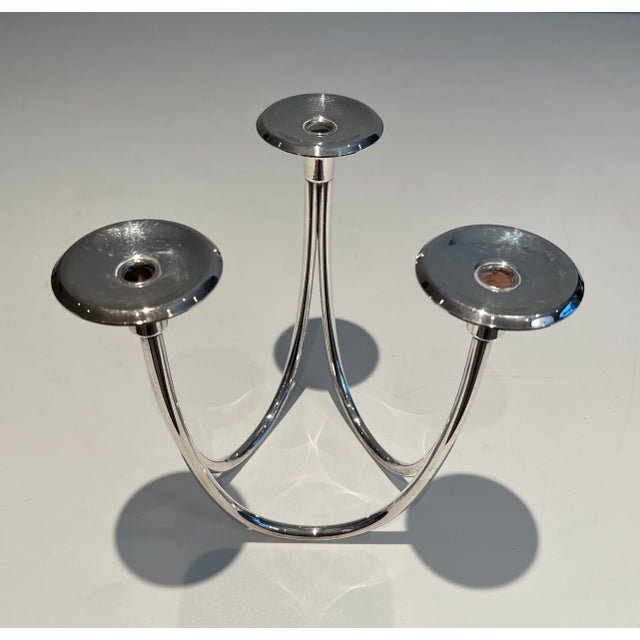 1970s Design/One silver metal candlestick For Sale - Image 5 of 11