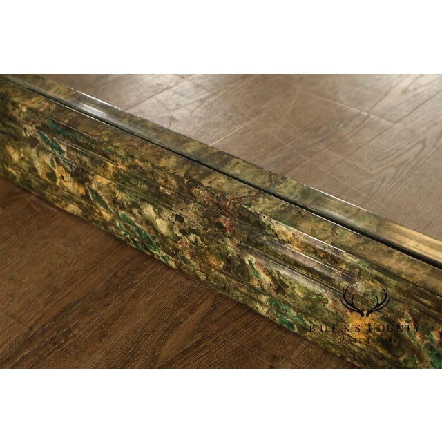 High Quality Custom Faux Marble Painted Finish Wood Frame Wall Mirror With Beveled Glass