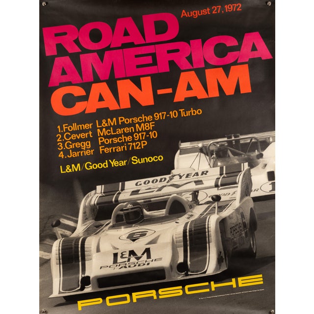 Porsche Road America Can-Am Original Poster by Atelier Strenger, 1972 For Sale - Image 9 of 9