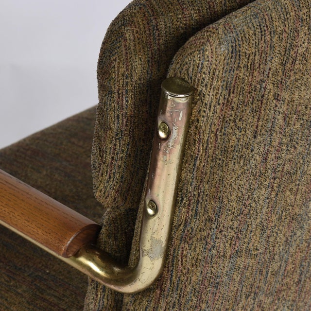 Set of 3 Stoneville Brown Gold and Oak Swivel Armchairs on Casters For Sale - Image 17 of 17