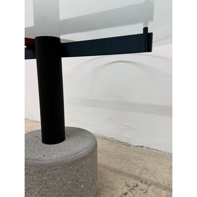 Rare Giovanni Offredi Steel and Concrete Dining or Center Table for Saporiti For Sale - Image 12 of 18