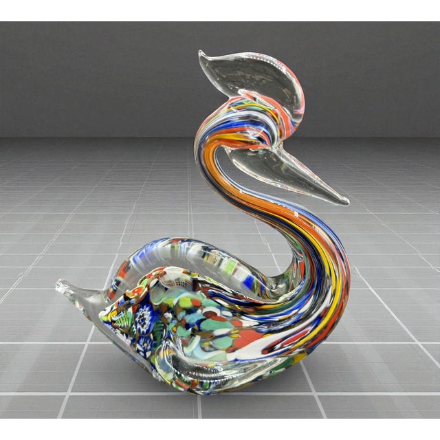 Murano Duck Sculpture with Colored Murrine in Blown Glass For Sale - Image 3 of 9