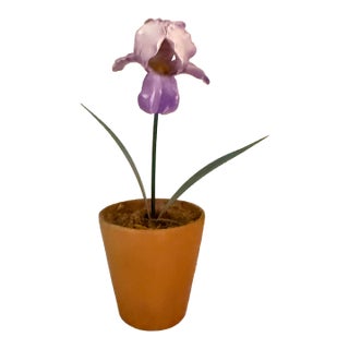 French Porcelain Flower in Terracotta Pot For Sale