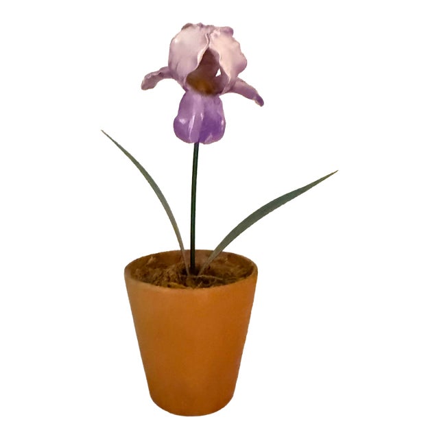 French Porcelain Flower in Terracotta Pot For Sale