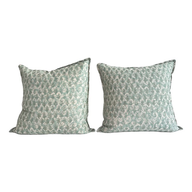 Fortuny Throw Pillows in Piumette Fabric/ Pair For Sale