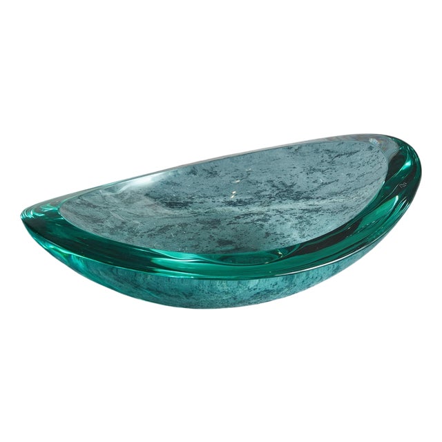 Oval Handblown Glass Bowl by Erwin Walter Burger for Fontana Arte, Italy 1950s For Sale