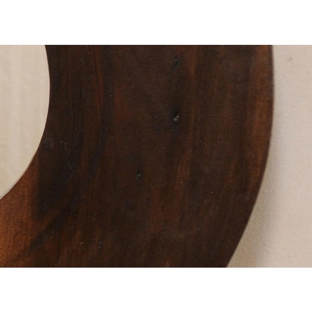 Coffee African Brown Wood Round Mirror For Sale - Image 8 of 11