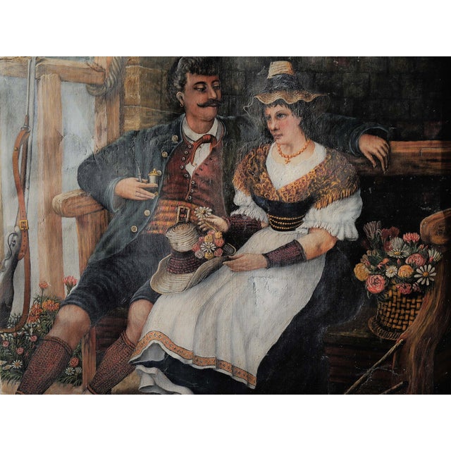 Unknown, Bavarian Couple, 1880, Oil on Canvas For Sale - Image 5 of 16