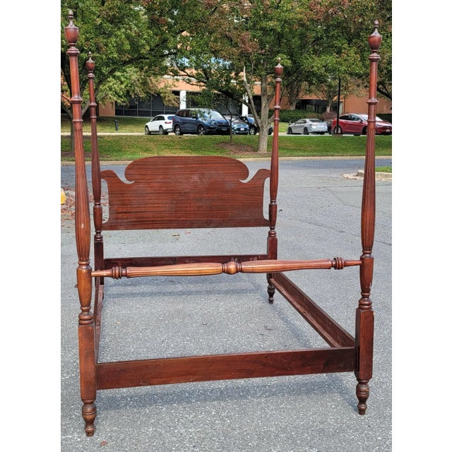 1930s Vintage Mahogany Full Size Poster Bedstead For Sale - Image 4 of 9
