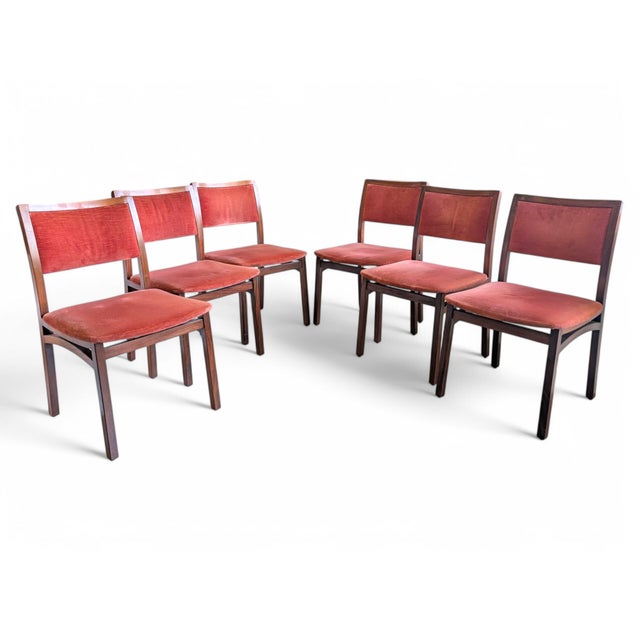 Mid-Century Modern Upholstered Mahogany Chairs, 1960s, Set of 6 For Sale - Image 3 of 12