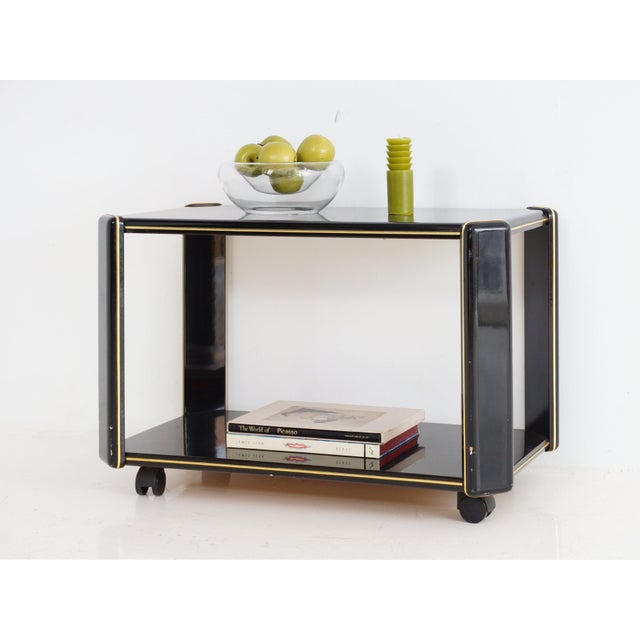 Black Lacquer Bar Cart, 1980s Chairish