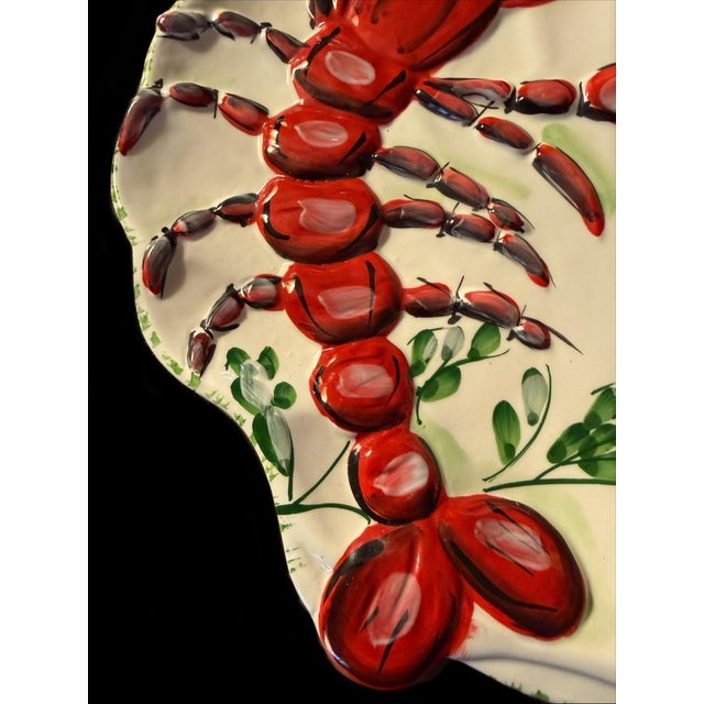 Late 20th Century Late 20th Century Hand-Painted Raised Lobster & Lemon Ceramic Platter For Sale - Image 5 of 8