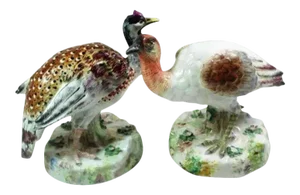 19th Century Volkstedt German Porcelain Game Bird Figures - a Pair