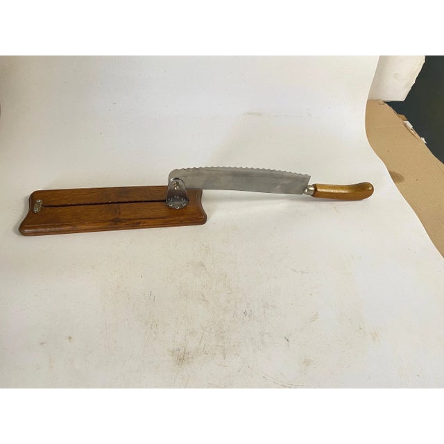French Wood and Steel Bread Knife on Wood Plate, 20th Century For Sale - Image 4 of 12