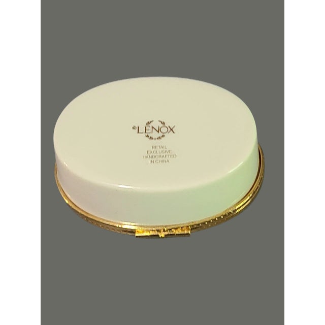 Lenox Late 20th Century Lenox Porcelain Hand Painted Floral Romantic Pink Roses Hinged Oval Trinket Box For Sale - Image 4 of 6