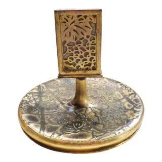 Tiffany Gold Gilt Favrile Art Glass Cigarette Ashtray Match Holder For Sale