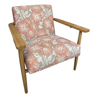 Vintage Retro Fauteuil Exposed Wood Arm Chair For Sale