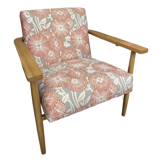 Vintage Retro Fauteuil Exposed Wood Arm Chair For Sale