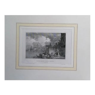 View of Santa Maria Della Salute, Original Lithograph on Paper, 19th Century For Sale