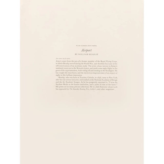 Paper 1939 After "Airport" by William Heaslip, First Edition Period Offset Lithograph For Sale - Image 7 of 12