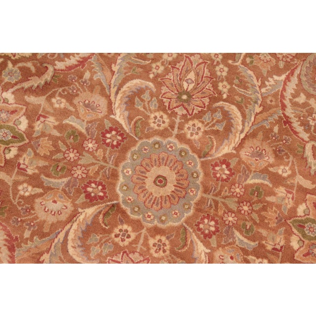 1990s Shabby Chic Floral 1990's Brown/Beige Wool Rug - 4'7'' X 6'11'' For Sale - Image 5 of 9