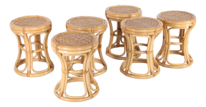 Rattan Stools, 1980s, Set of 6