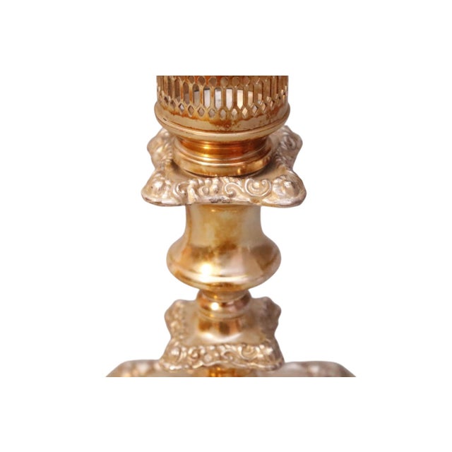 Silver Plated Copper Candlestick Holders, a Pair For Sale - Image 4 of 6