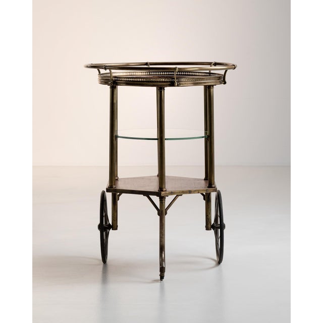 Mid-Century Modern 1960s French Brass & Glass Bar Cart For Sale - Image 3 of 10