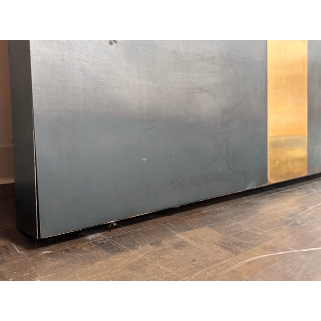 Metal Ken Fulk Custom Long Wall-Mounted Zinc + Brass Headboard For Sale - Image 7 of 12
