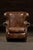 Wood Vintage Wingback Leather Chair With Pillow, Ottoman by Walter E. Smithe For Sale - Image 7 of 18