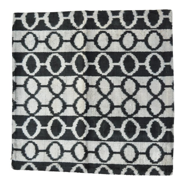 Black and White Silk Velvet Pillow For Sale