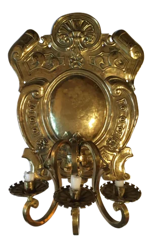 19th Century Baroque Style Large Brass Three-Light Swedish Wall Sconce