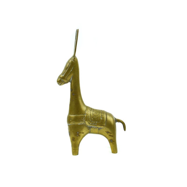 Vintage Gold Solid Brass Llama Mule Donkey Horse Figurine Model For Sale - Image 4 of 7