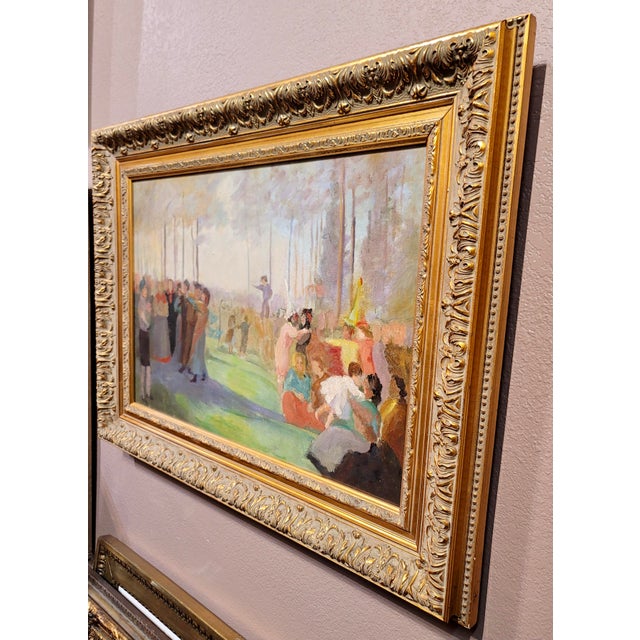 Green Willem Vaarzon Morel "Attributed"-Outdoor Italian Reverly Party -Oil Painting-C1910s For Sale - Image 8 of 9