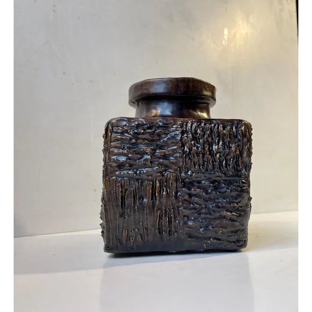 Scandinavian Brutalist Fat Lava Stoneware Vase, 1971 For Sale - Image 4 of 7