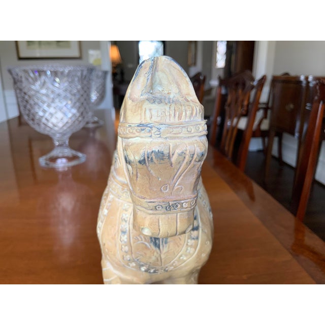 Vintage Wooden Warrior Horse Statue For Sale - Image 9 of 12