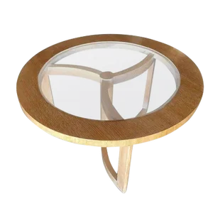Round Scandinavian Spindle Coffee Table in Oak With Glass Top