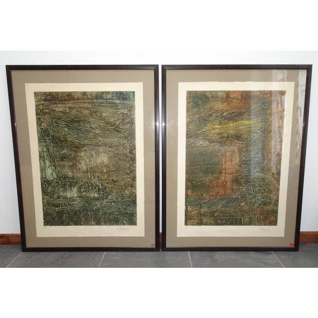 Compositions, 1970s, Large Aquatint Etchings, Framed, Set of 2 For Sale - Image 17 of 18
