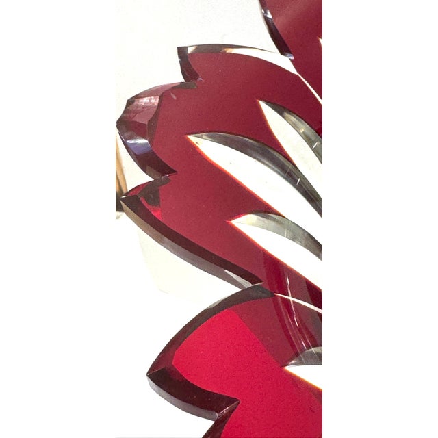Monumental Bohemian Ruby Cut to Clear Crystal Flower Form Vase, Circa 1880 For Sale - Image 10 of 15