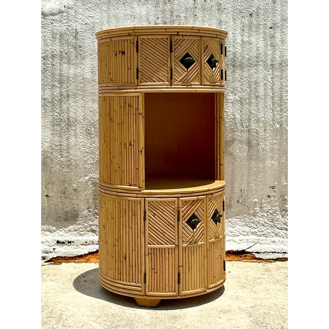 Vintage Coastal Stacked Bamboo Circular Dry Bar For Sale In West Palm - Image 6 of 7
