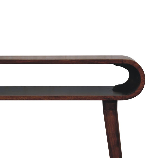 Wood Chestnut-Finish Mango Wood Scandinavian Console Table For Sale - Image 7 of 7