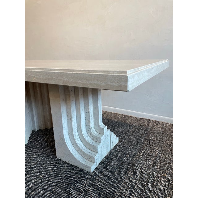 Vintage 1970s Travertine Table in the Manner of Carlo Scarpa For Sale - Image 9 of 12