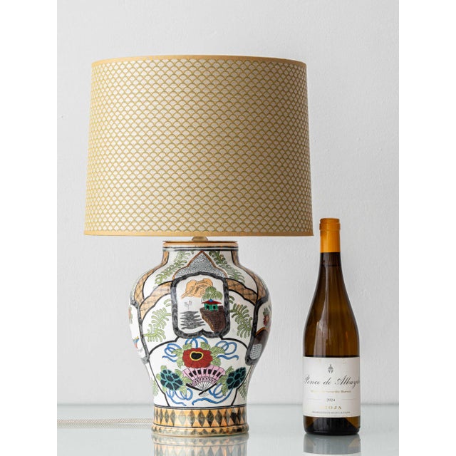 Late 19th-century Dutch ceramic table lamp with hand-decorated Chinoiserie panels from an original Petrus Regout ginger...