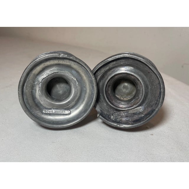 Large Pair of 19th Century Handmade Engraved Pewter Salt and Pepper Shakers For Sale - Image 9 of 11