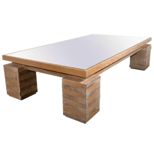 Monumental Limed Oak Coffee Table in the Manner of Paul Dupré-Lafon