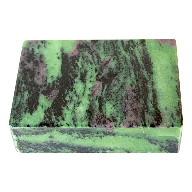 Italian Green & Plum Specimen Marble Box, Alabaster Interior, Florence, 1970s For Sale
