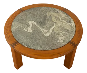 Vintage Marble and Wood Coffee Table, 1960s