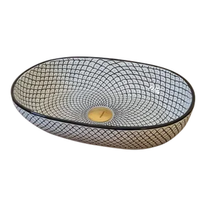 Contemporary Hamam' Black White Ceramic Oval Sink Marrakesh Crafts